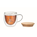 Taza de estilo navideño con tapa de bambú 220ml Christmas Forest color transparente segunda vista