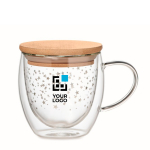 Taza de cristal con diseño de estrellas con tapa 220ml Christmas Sky color transparente vista de impresión