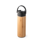 Botella térmica promocional de bambú y acero 440ml Termo Bamboo color negro