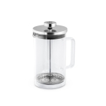 Cafetera francesa de vidrio de borosilicato y 600ml French Press color plateado imagen con logo