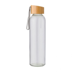 Botella de vidrio con tapón de bambú y cinta 600ml Crystal Geometric color transparente segunda vista