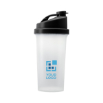 Vaso mezclador de plástico con tapa en color 700ml Shaker Powder color negro vista de impresión