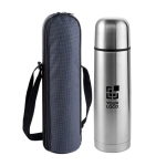 Termo de acero inoxidable con funda y bandolera 750ml Shoulder Bag color azul vista de impresión