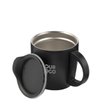 Taza termo personalizada con asa y base antideslizante 350ml Antislip color negro vista de impresión