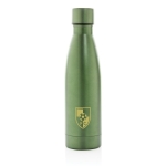 Elegante botella metálica de acero reciclado 500ml Lane Recycled color verde oscuro vista con logo