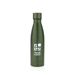 Elegante botella metálica de acero reciclado 500ml Lane Recycled color verde oscuro vista de impresión