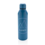 Botella promocional térmica de acero reciclado 500ml Nomad Recycled color azul vista con logo