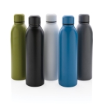 Botella promocional térmica de acero reciclado 500ml Nomad Recycled color azul vista general
