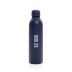 Botella promocional térmica de acero reciclado 500ml Nomad Recycled color azul marino vista de impresión