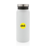 Botella de acero reciclado con tapón original 600ml Land Recycled color blanco vista con logo