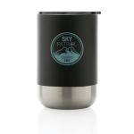 Vaso termo acero reciclado con tapa antigoteo 360ml Inspire Recycled color negro vista con logo
