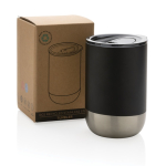 Vaso termo acero reciclado con tapa antigoteo 360ml Inspire Recycled color negro vista con caja