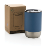 Vaso termo acero reciclado con tapa antigoteo 360ml Inspire Recycled color azul vista con caja