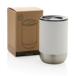 Vaso termo acero reciclado con tapa antigoteo 360ml Inspire Recycled color blanco vista con caja