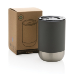 Vaso termo acero reciclado con tapa antigoteo 360ml Inspire Recycled color gris oscuro vista con caja