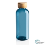 Botella de plástico reciclado y tapón bambú 660ml Evolution Recycled color azul