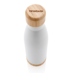 Botella con detalle de bambú en tapa y fondo 520ml Lid&Bottom Bambú color blanco vista con logo