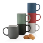 Taza de cerámica apilable de diseño en color 180ml color verde menta vista general