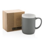 Taza de cerámica con borde blanco de 300ml White Deco color gris vista con caja