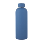 Botella termo de acero inoxidable con acabado mate 500ml Spring color azul segunda vista frontal