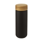 Vaso de cerámica con tapa de bambú de rosca antiderrames 300ml color negro tercera vista