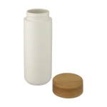 Vaso de cerámica con tapa de bambú de rosca antiderrames 300ml color blanco segunda vista
