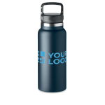 Botella de acero inoxidable con función térmica grande 970ml Handle color azul ultramarino vista de impresión