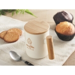 Taza de porcelana con tapa y asa de bambú, 380ml, Porcelain Majest color blanco vista bodegón principal