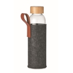 Botella de vidrio publicitaria con funda de poliéster 500ml Glass RPET color gris oscuro