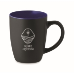Taza de cerámica negra con interior brillante de 290ml Duo Black color azul ultramarino vista principal
