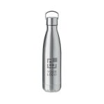 Botella de acero publicitaria con asa en la tapa 500ml Inox Arctic color plateado mate vista de impresión