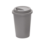 Vaso para llevar personalizado reutilizable de plástico con tapa 450ml color gris