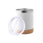 Vaso térmico de acero inoxidable con tapa y base de corcho 400ml color blanco tercera vista