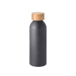 Botella con logo, de aluminio con tapa de bambú y acabado mate 550ml color gris oscuro
