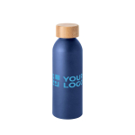 Botella con logo, de aluminio con tapa de bambú y acabado mate 550ml vista principal