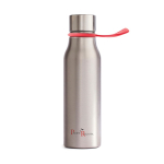 Botella de acero inoxidable con correa a color 550ml Sporty Strap color rojo vista con logo