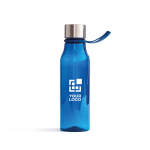 Botella de tritán deportiva con lazo para colgarla 600ml Sporty Strap color azul marino vista de impresión