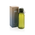 Botellas 100% de RPET con asa de transporte 500ml Avira Atik color verde vista con caja