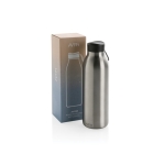 Botella térmica sin BPA con asa de transporte 500ml Avira Avior color plateado vista con caja