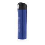 Termo de acero inoxidable con tapa de cierre seguro 450ml Exclusive color azul vista con logo