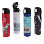Termo de acero inoxidable con tapa de cierre seguro 450ml Exclusive color azul vista varios con logo