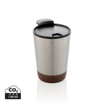 Taza termo personalizada de acero con base de corcho 300ml Eco Cork color plateado