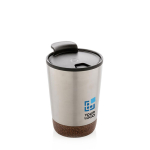 Taza termo personalizada de acero con base de corcho 300ml Eco Cork color plateado vista de impresión