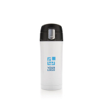 Termo reciclado de acero inoxidable con cierre seguro 300ml Eco Roiboos color blanco vista de impresión