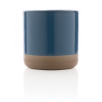 Taza publicitaria de cerámica esmaltada de diseño original 360ml Artisanal color azul cuarta vista