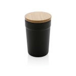 Vaso termo de plástico reciclado con tapa de bambú 300ml EcoBrew color negro