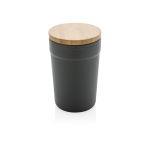 Vaso termo de plástico reciclado con tapa de bambú 300ml EcoBrew color gris oscuro