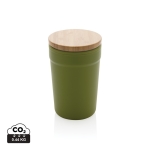 Vaso termo de plástico reciclado con tapa de bambú 300ml EcoBrew color verde oscuro