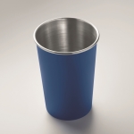 Vaso personalizado reutilizable de acero inoxidable reciclado 300ml color azul real vista fotografía tercera vista
