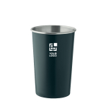 Vaso reutilizable de acero inoxidable reciclado con capacidad 350ml color azul marino vista de impresión
